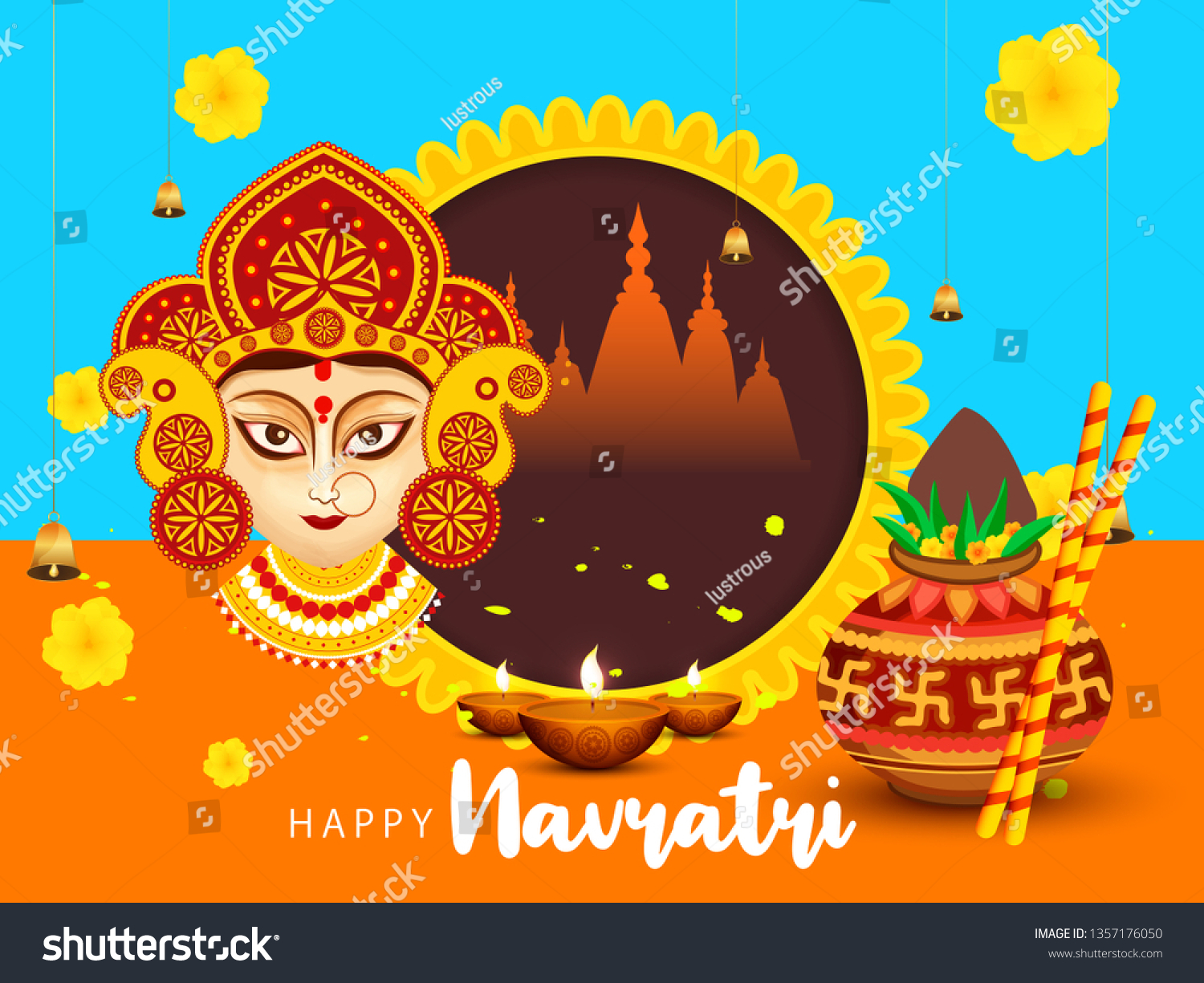 Illustration Happy Navratri Greeting Card Design Stock Vector (Royalty ...