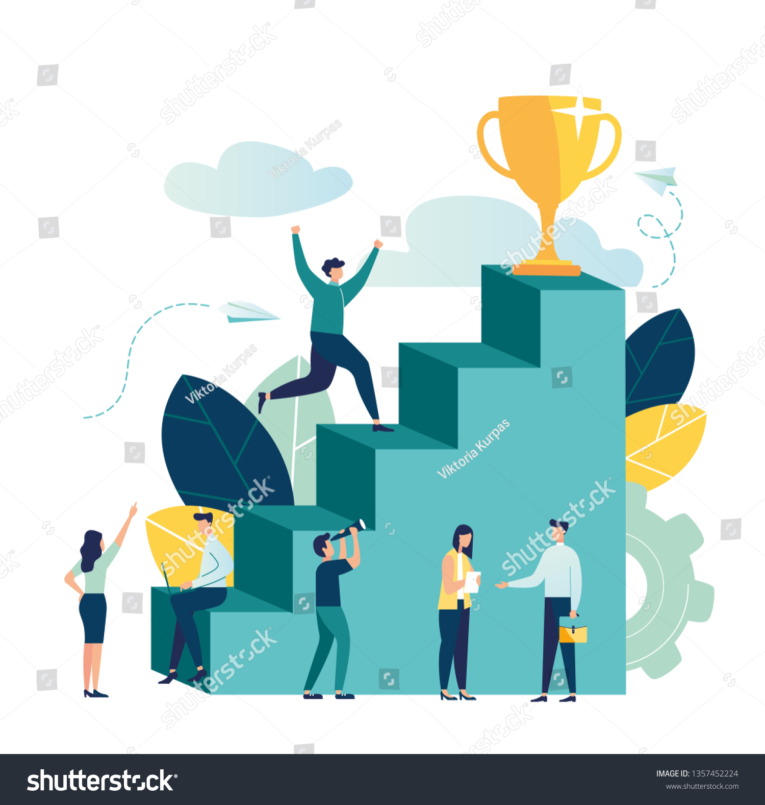 Vector Illustration People Run Their Goal Stock Vector (Royalty Free ...