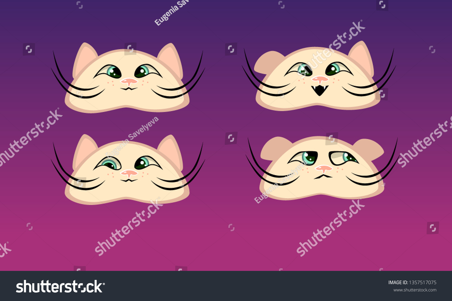 Cat Face Emoji Stock Vector Royalty Free 1357517075 Shutterstock