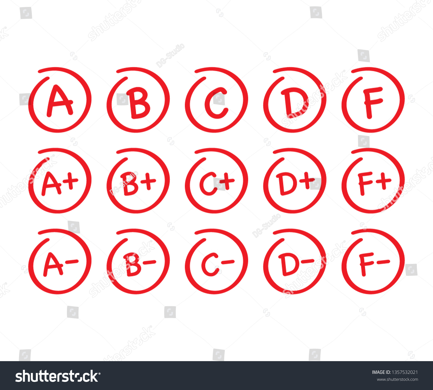 Grade Results Set Hand Drawn Vector Stock Vector (Royalty Free ...