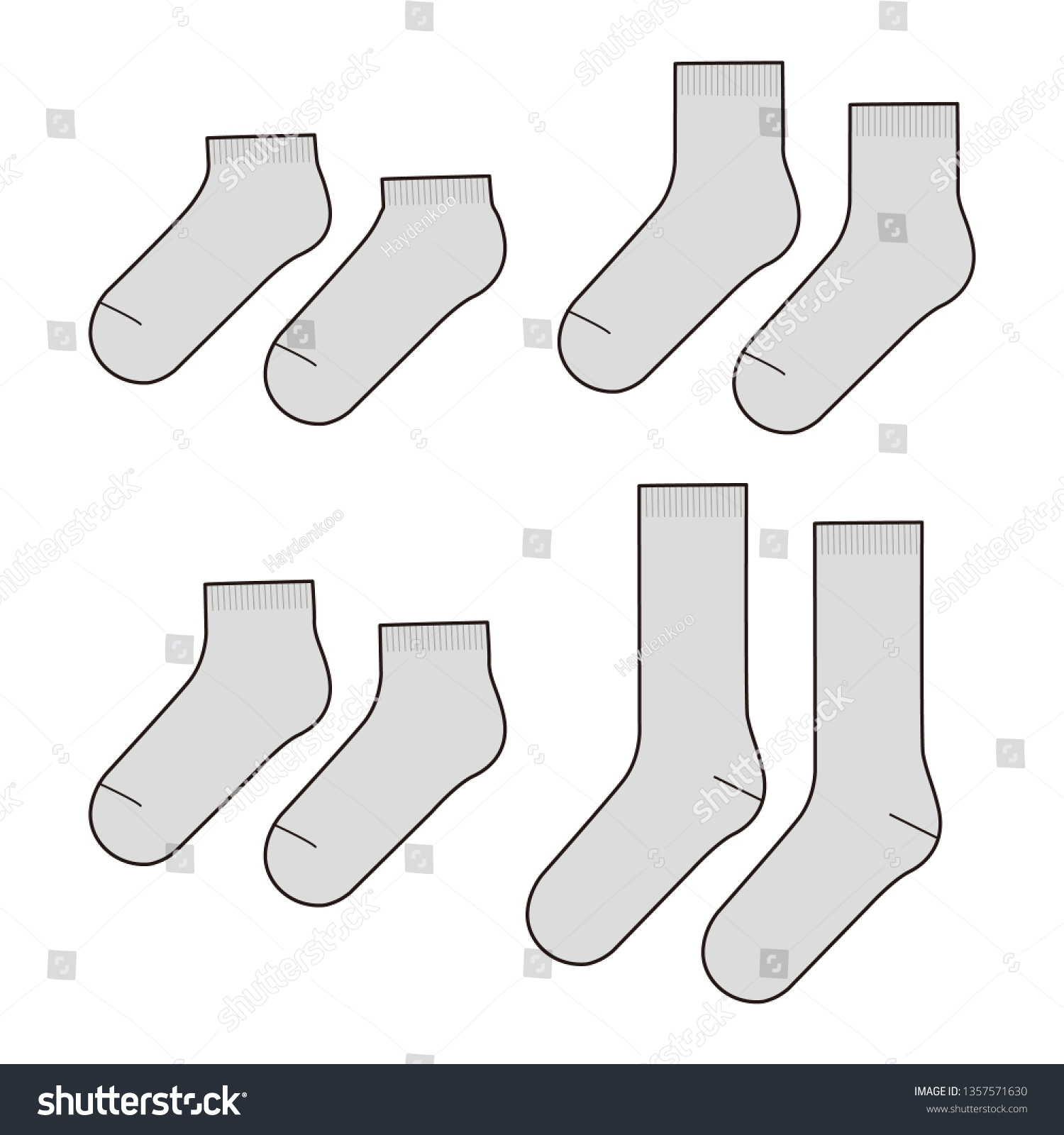 Socks Fashion Flat Sketch Template Stock Vector (Royalty Free ...