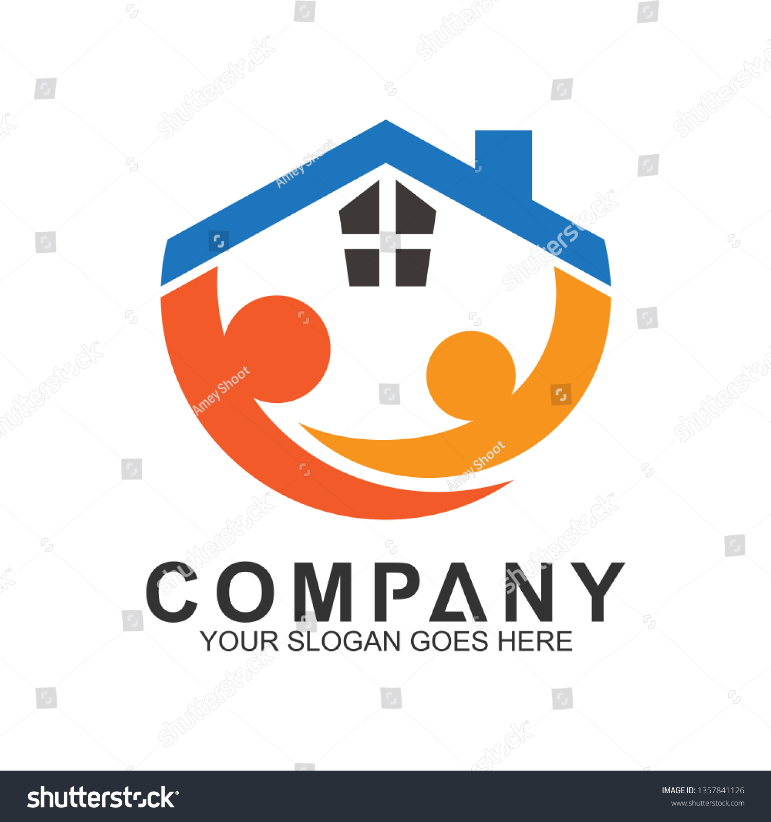 Happy Family House Logo Housing Community Stock Vector (Royalty Free ...