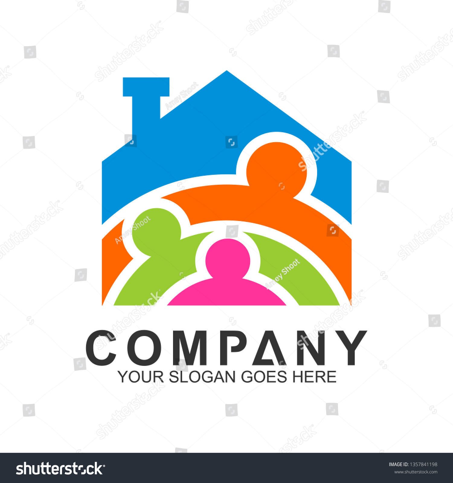 Happy Family House Logo Housing Community Stock Vector (Royalty Free ...