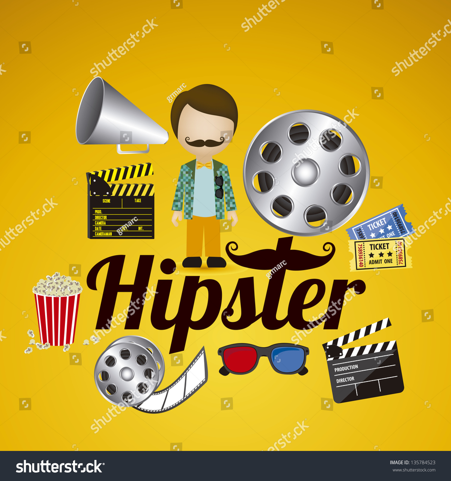 Illustration Style Hipster Hipster Culture Community Stock Vector Royalty Free 135784523