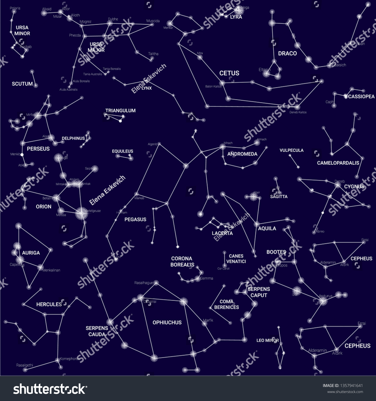 Set North Sky Constellations Vector Illustration Stock Vector (Royalty ...