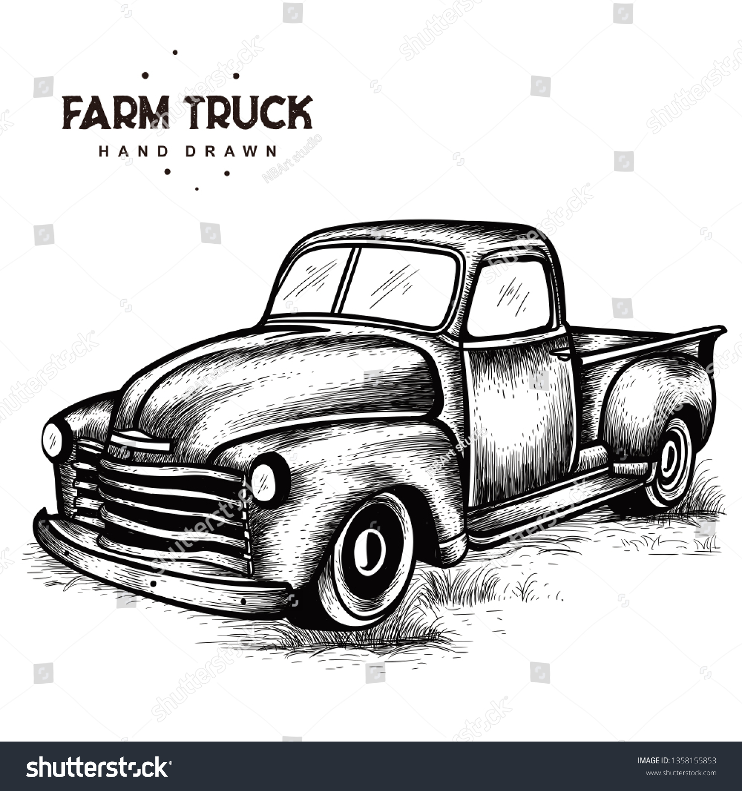 Old Farm Truck Stock Vector (Royalty Free) 1358155853 Shutterstock.
