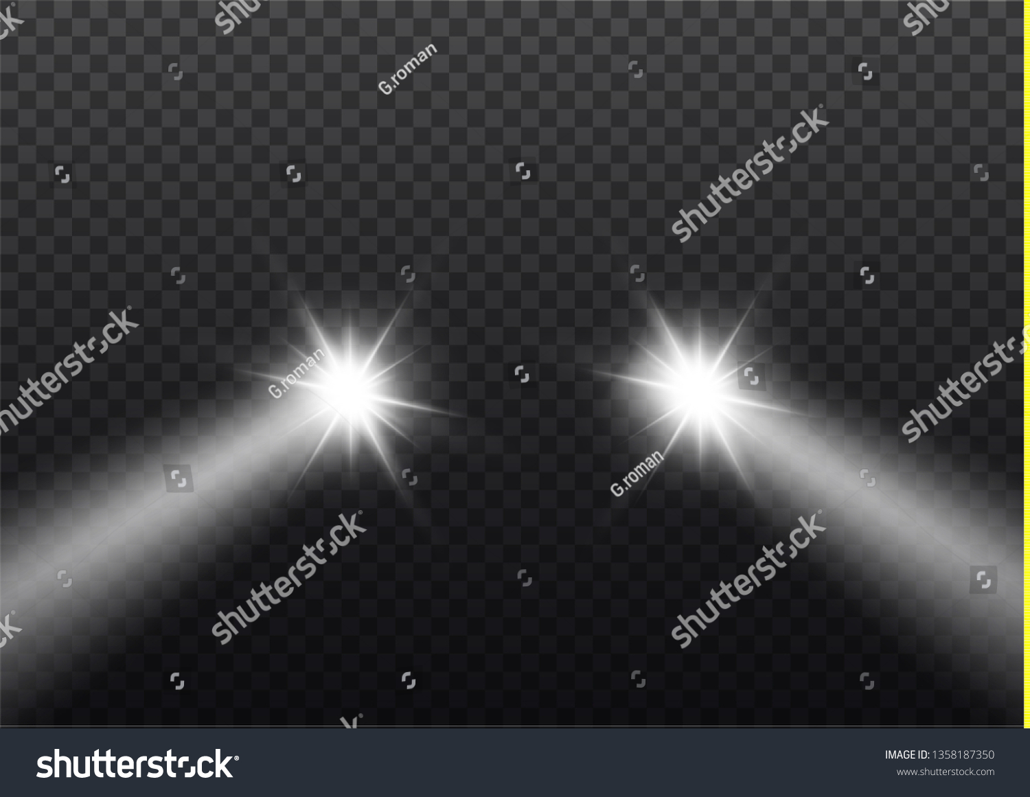 Car Head Lights Shining Darkness Backgroundvector Stock Vector (Royalty ...