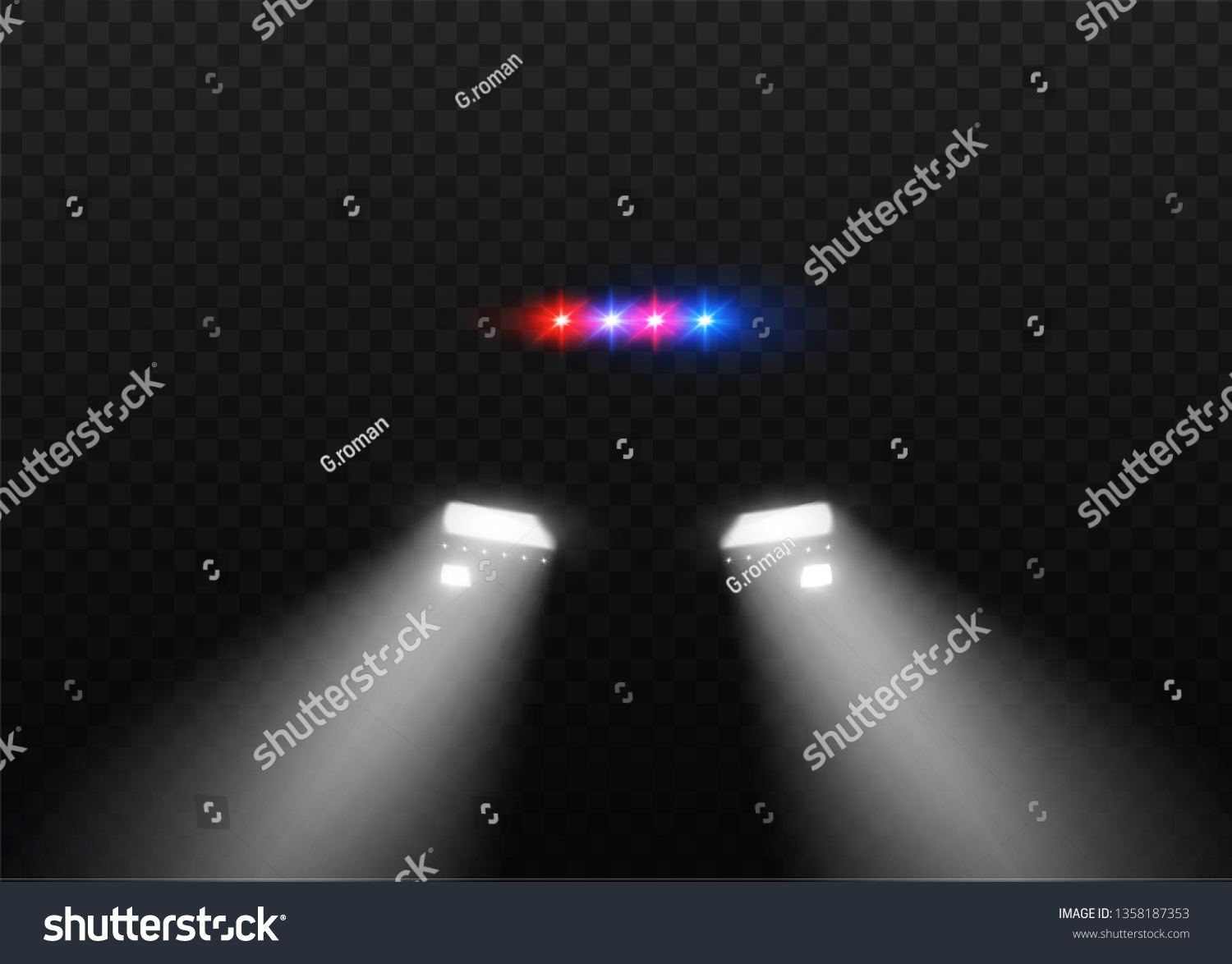 Vector Silhouette Police Car Headlights Stock Vector (Royalty Free ...