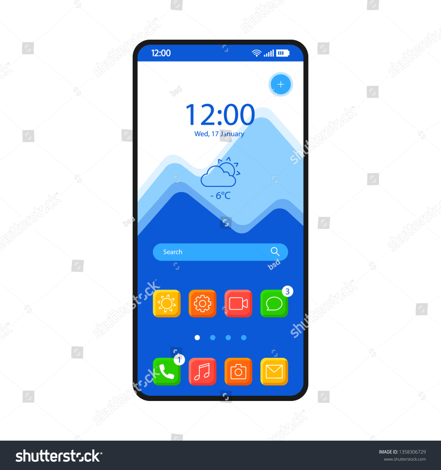 Home Screen Smartphone Interface Vector Template Stock Vector (Royalty ...