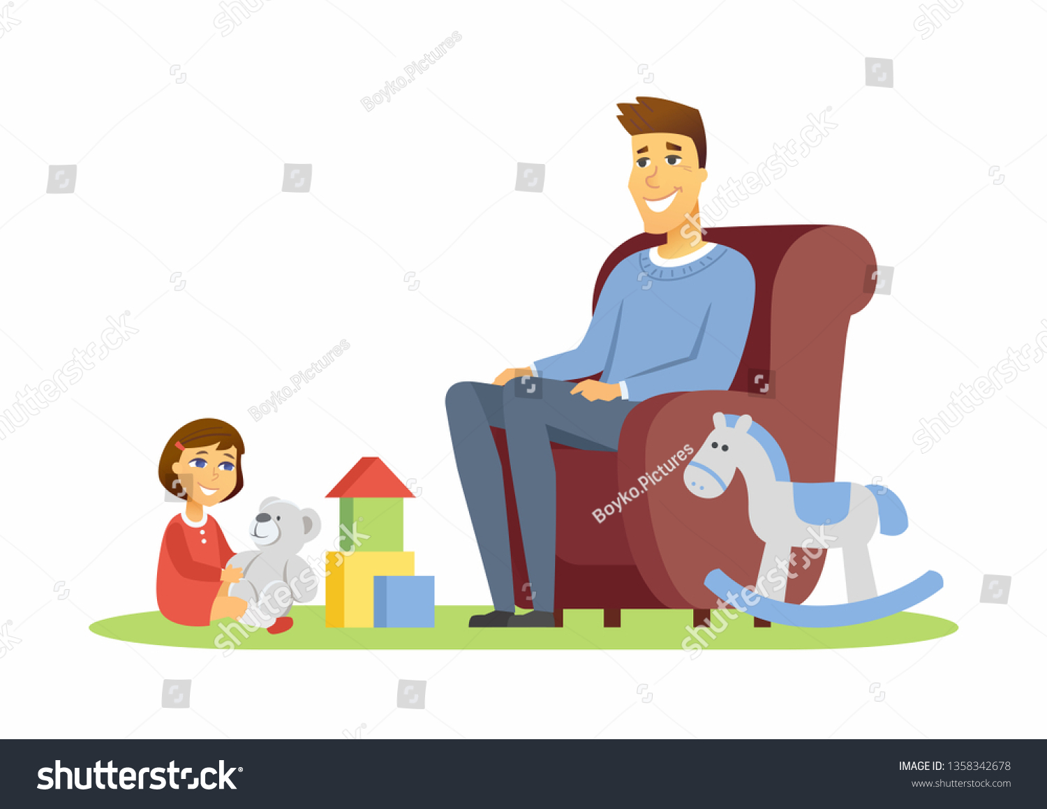 Father Daughter Cartoon People Characters Illustration Stock Vector ...