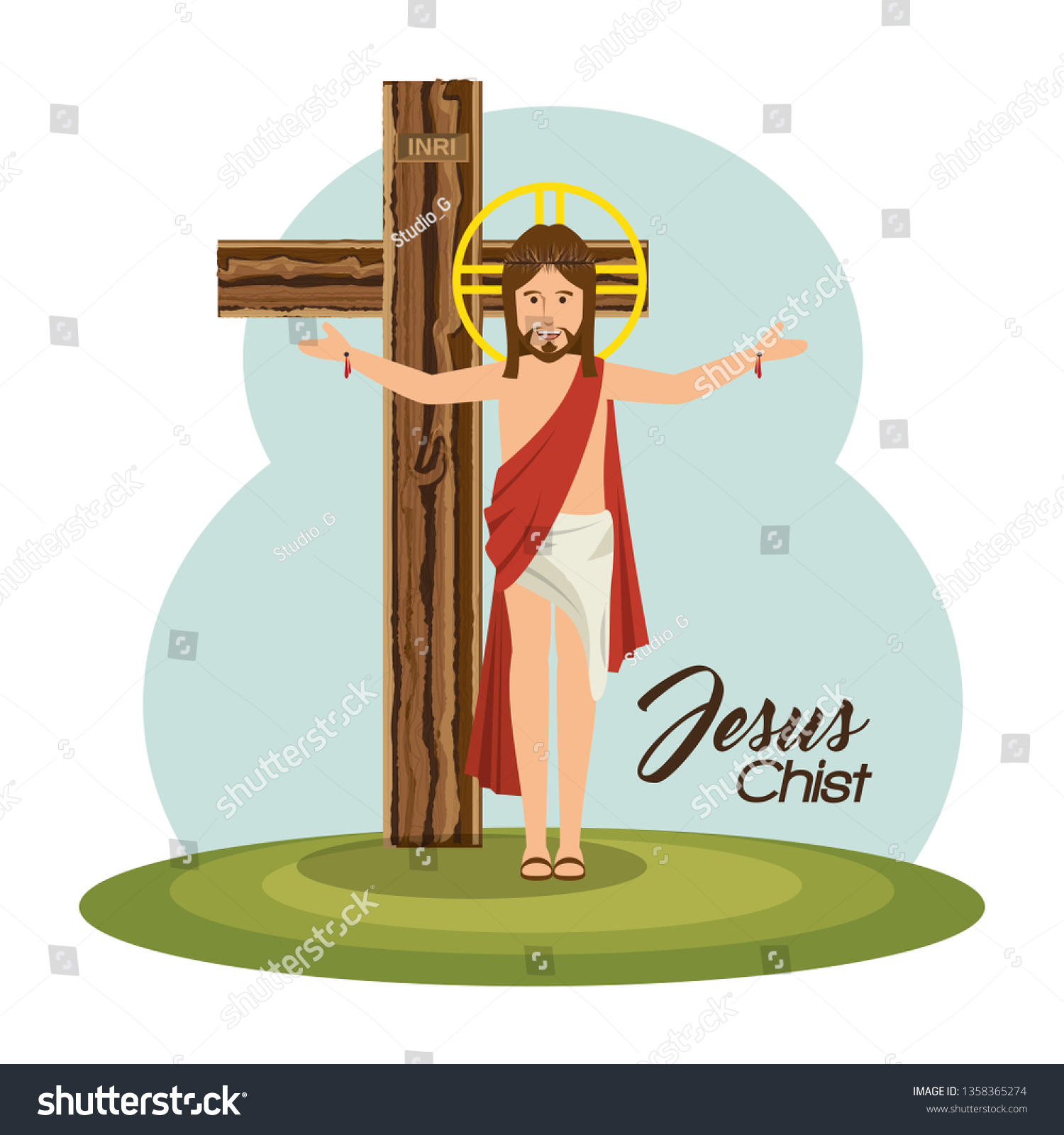 Jesus Christ Religious Character Stock Vector (Royalty Free) 1358365274 ...