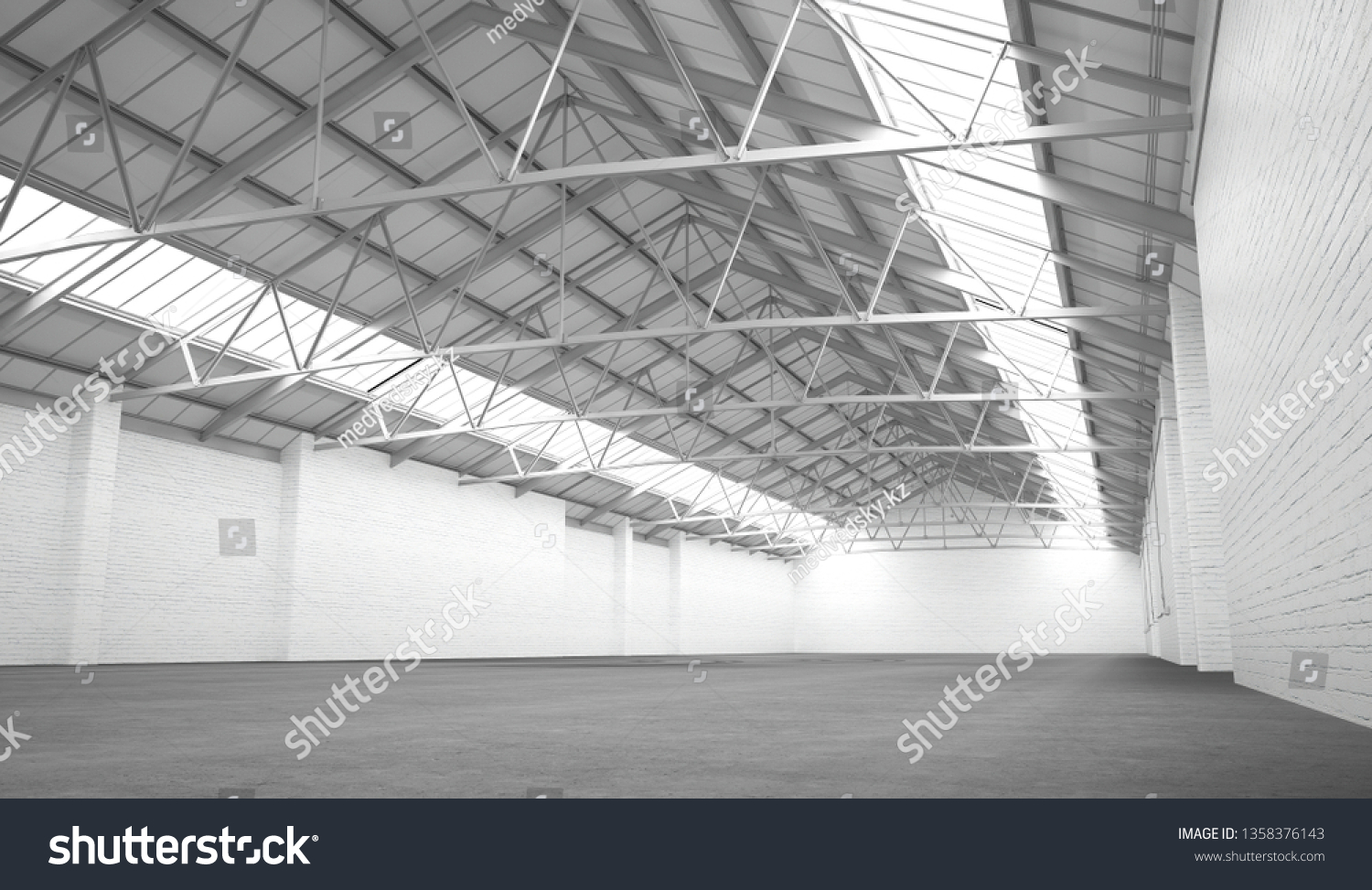 Clean White Hangar Background Low Angle Stock Illustration 1358376143 ...