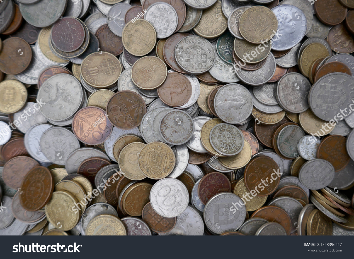 Money Coins Collection Old Invalid International Stock Photo 1358396567 ...