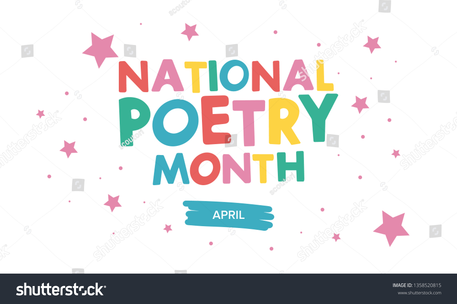 National Poetry Month April Poster Handwritten Stock Vector (Royalty