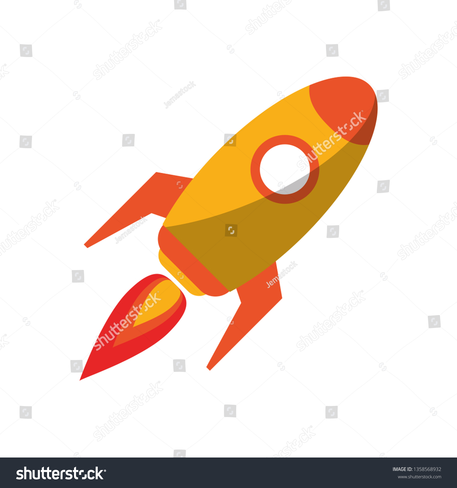 Rocket Spaceship Taking Off Symbol Stock Vector (Royalty Free ...