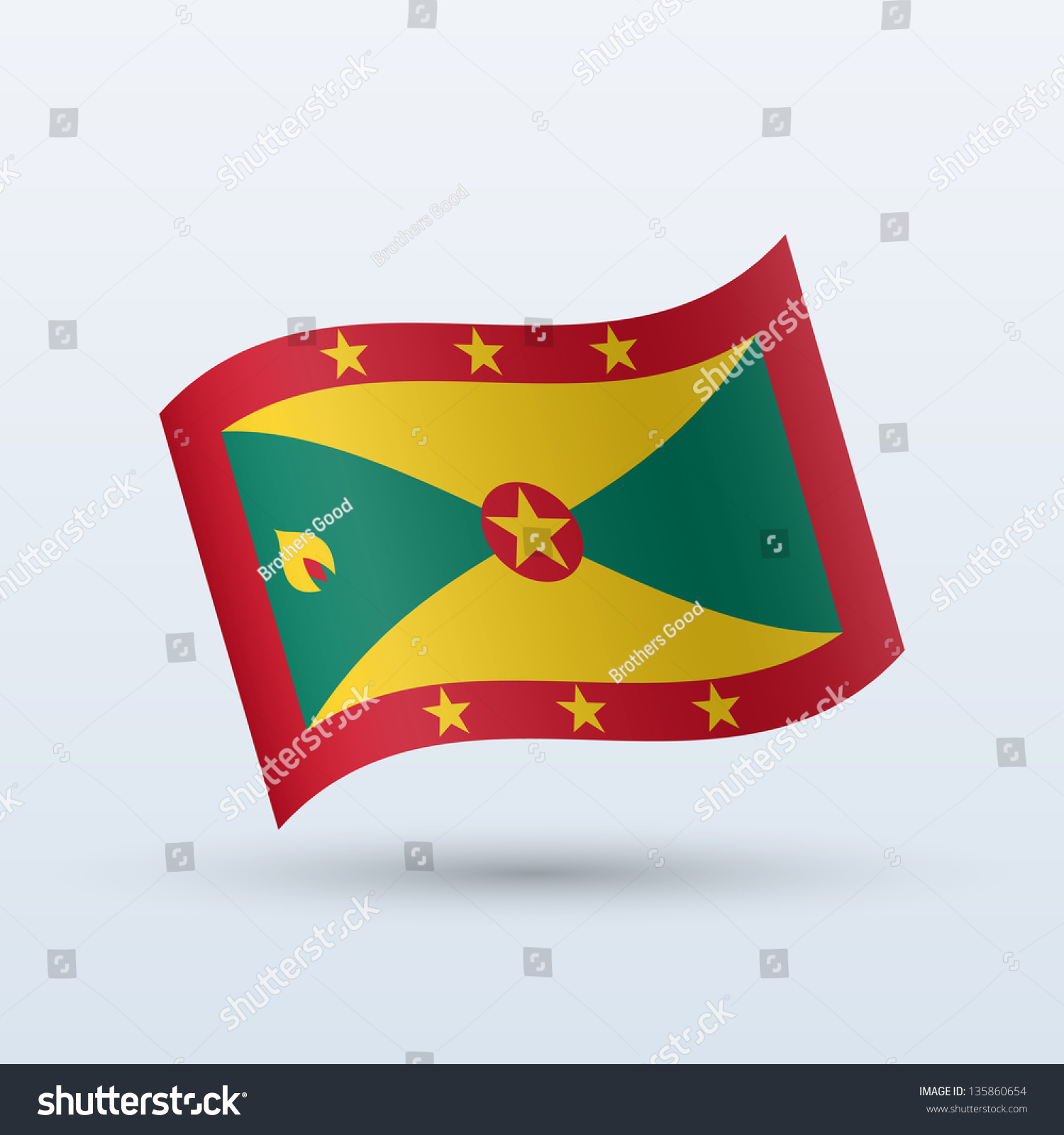 Grenada Flag Waving Form On Gray Stock Vector (Royalty Free) 135860654 ...