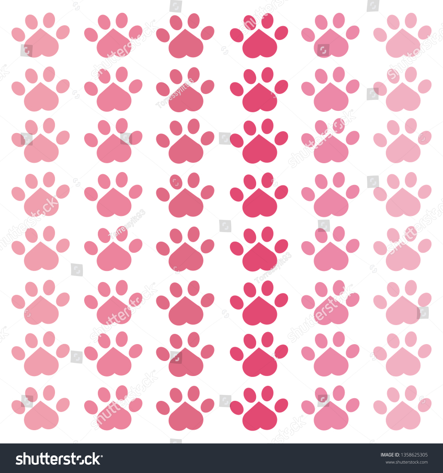 Paw Background Pink Cute Cat Stock Vector (Royalty Free) 1358625305 ...