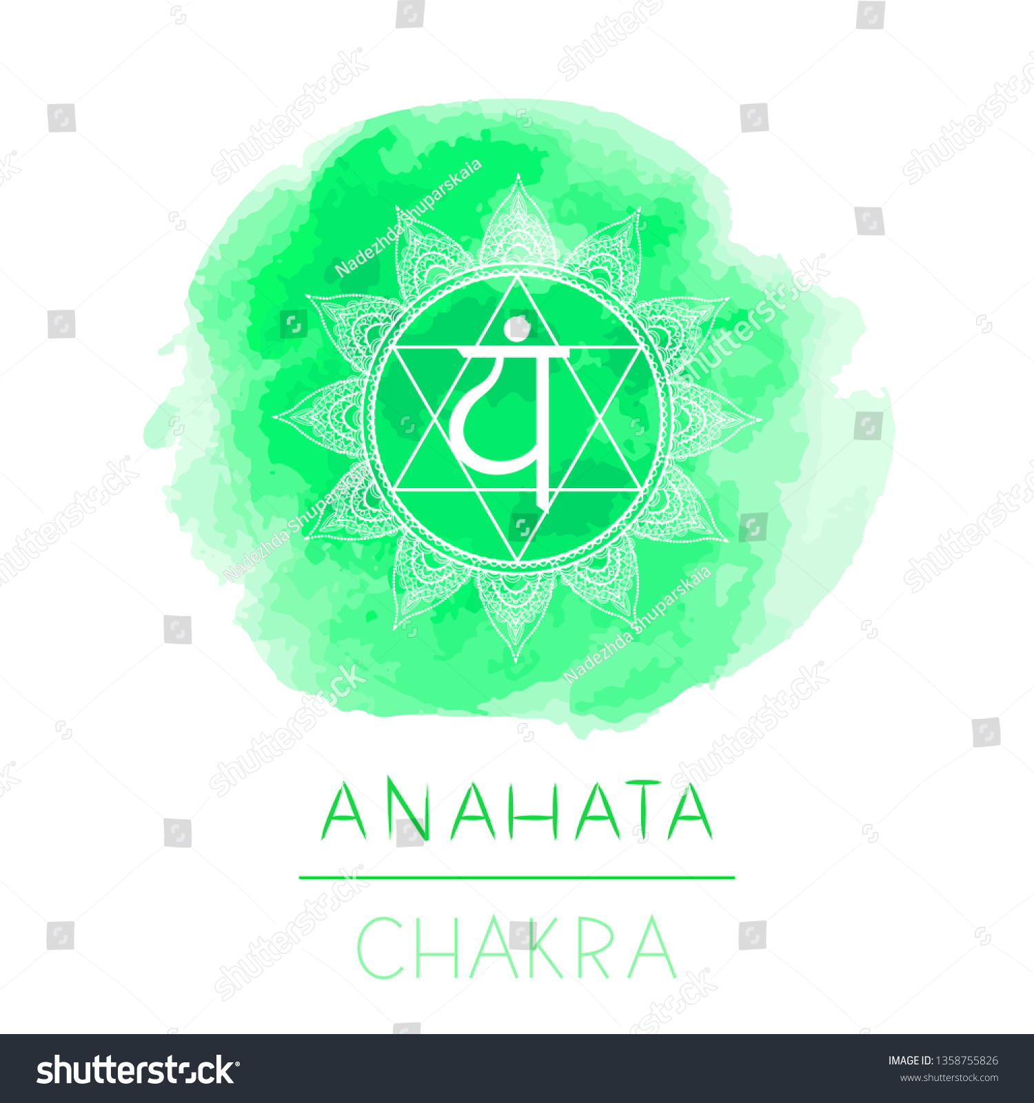 Vector Illustration Symbol Chakra Anahata Watercolor Stock Vector ...