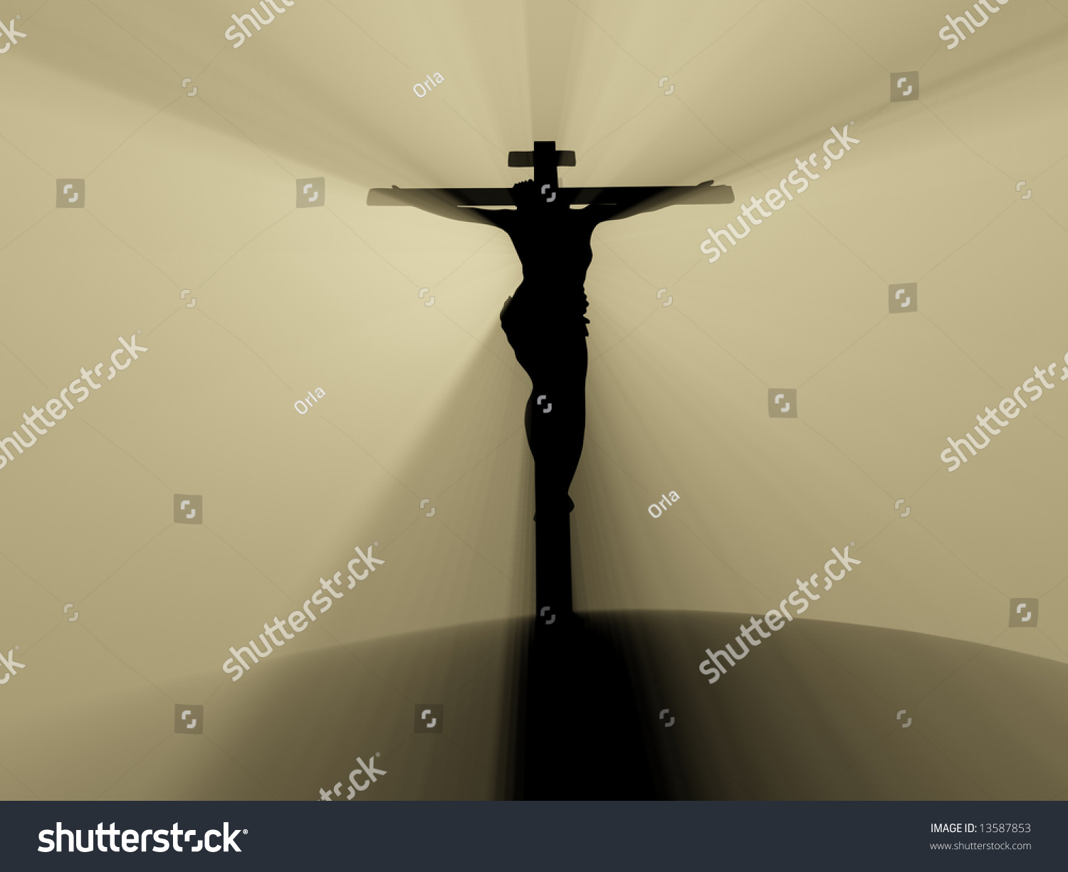 Silhouette Jesus Crucified Stock Illustration 13587853 