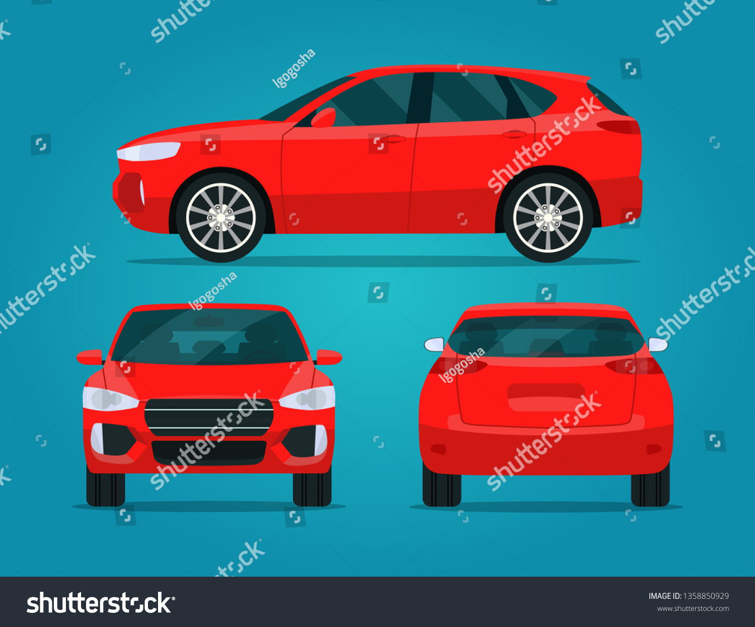 Red Compact Cuv Isolated Car Cuv Stock Vector (royalty Free) 1358850929 