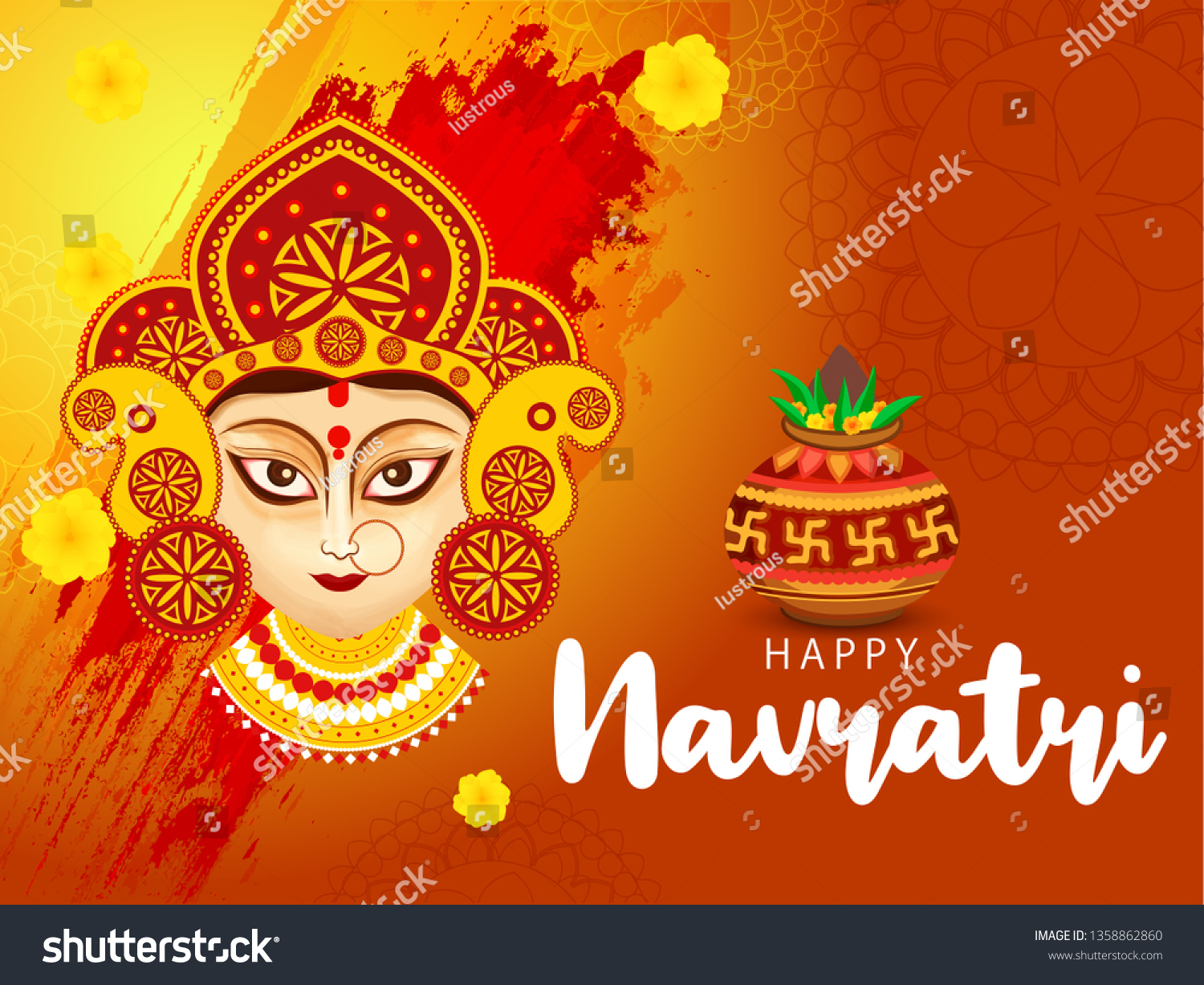 Illustration Happy Navratri Greeting Card Design Stock Vector (Royalty ...