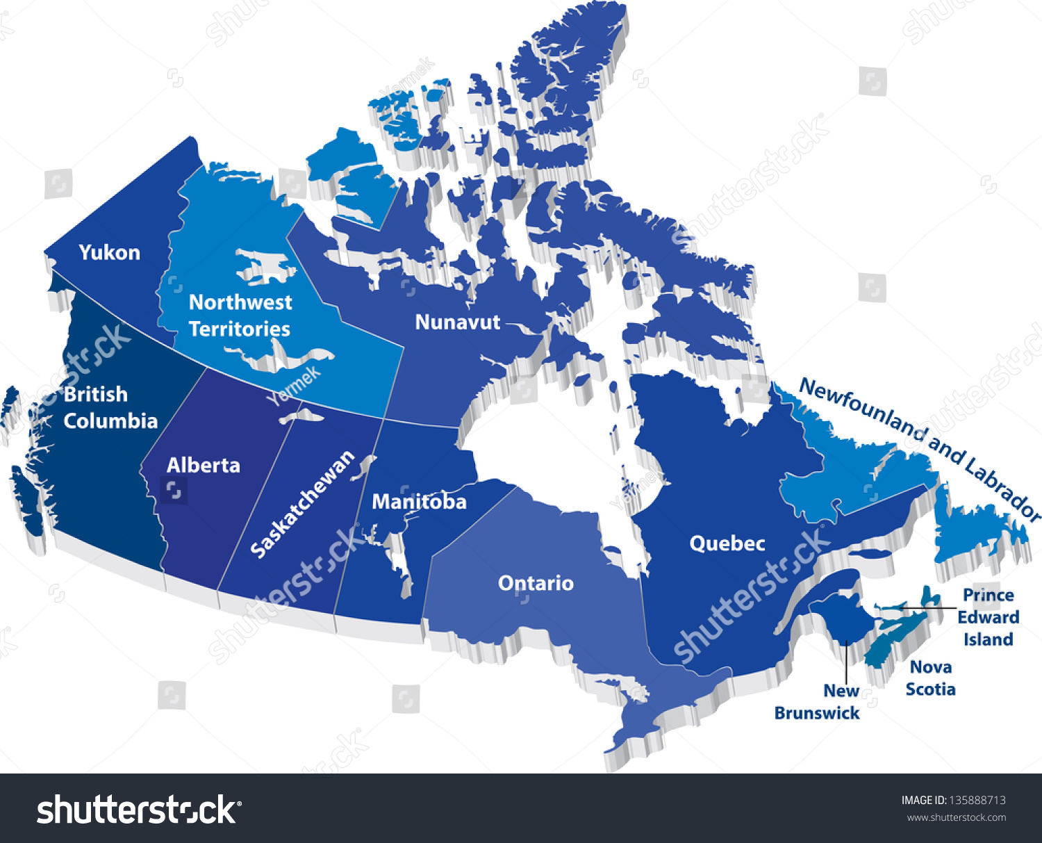 Vector Map Canada Territories Stock Vector (Royalty Free) 135888713 ...