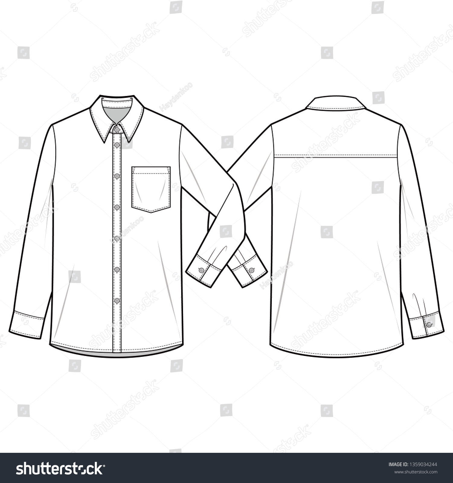 Long Sleeve Shirts Fashion Flat Sketch Stock Vector (Royalty Free ...