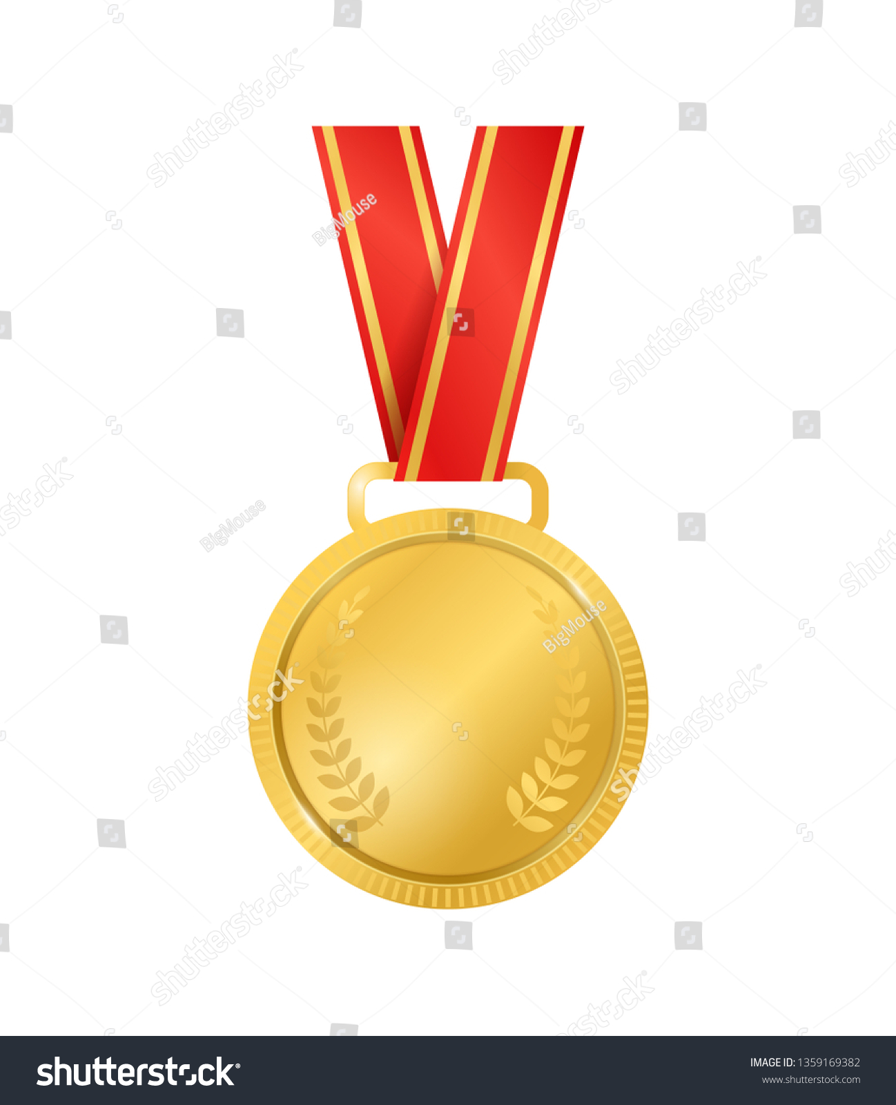 Realistic Detailed 3d Champion Gold Medal Stock Vector (Royalty Free ...