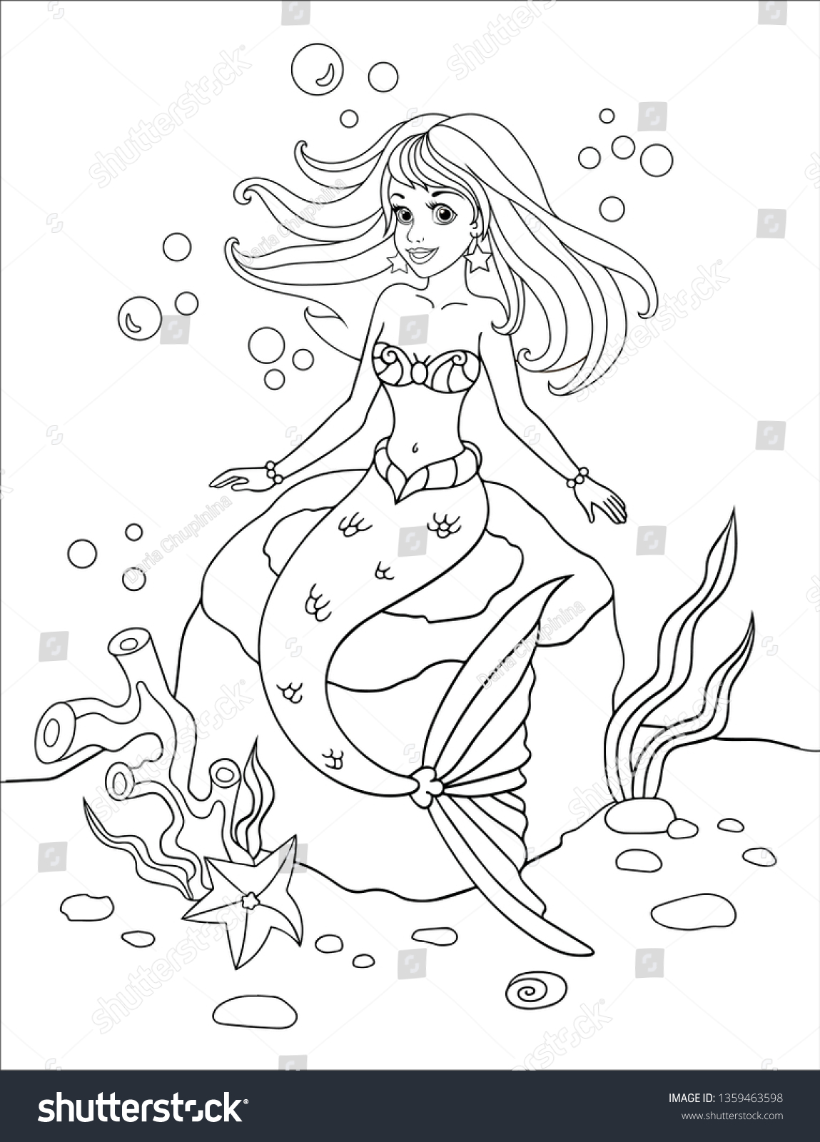 Girl Coloring Book Isolated On White Stock Vector (Royalty Free ...