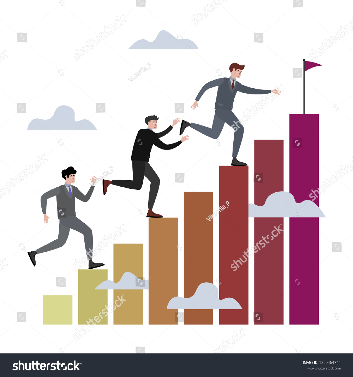 Businessman Run Stairs By Graph Bar Stock Vector (Royalty Free ...