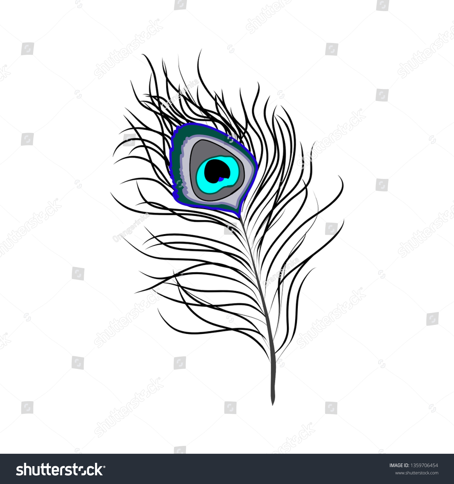 Peacock Feather Vector Isolated Exotic Birds Stock Vector (Royalty Free