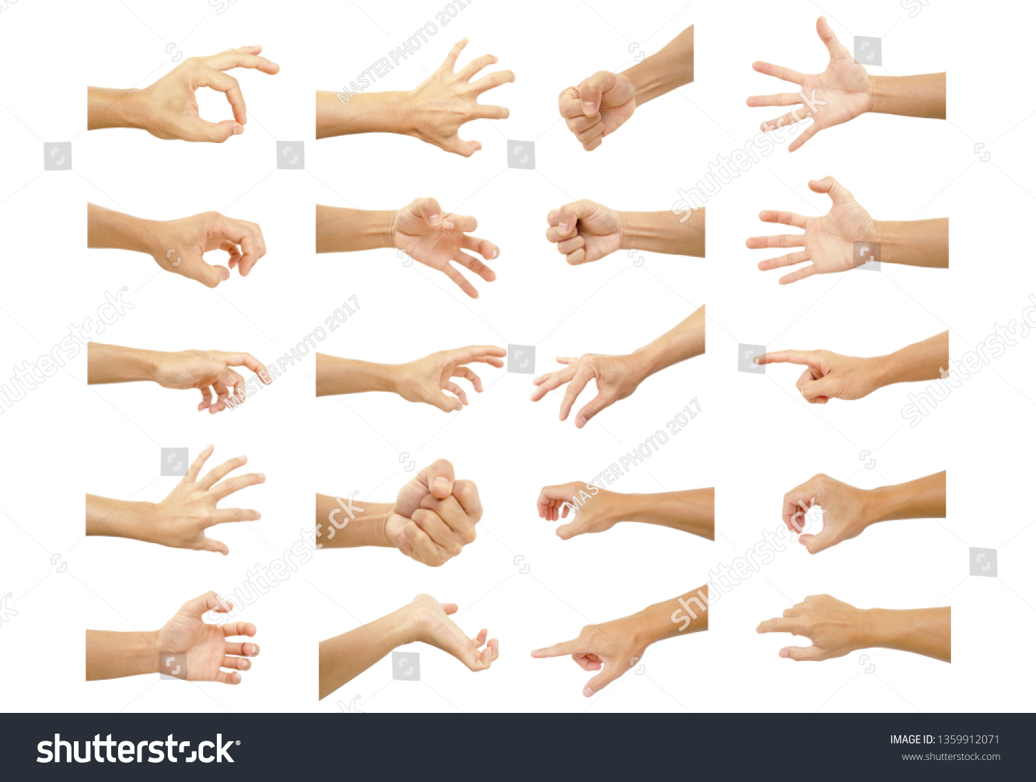 Multiple Hand Gestures Asian Man Symbol Stock Photo 1359912071 ...