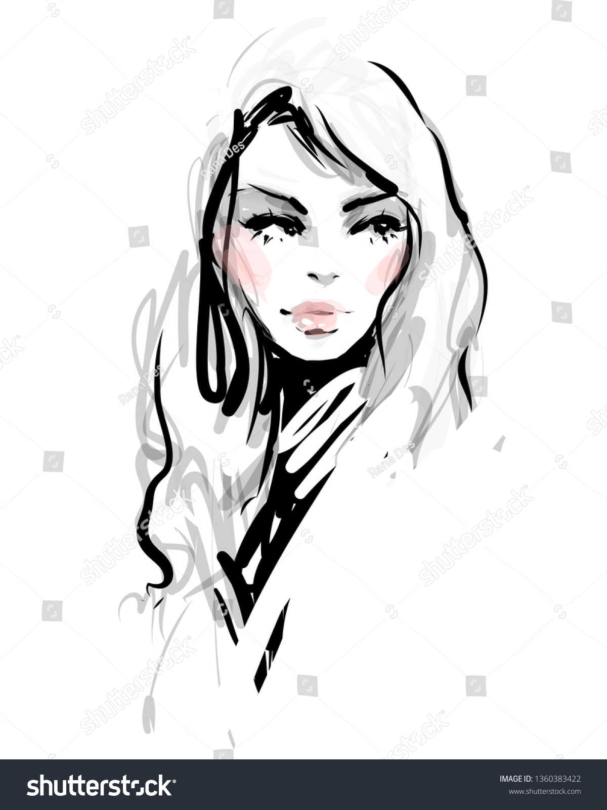Beautiful Girl Hand Drawn Fashion Illustration Stock Vector Royalty Free 1360383422 Shutterstock 6568