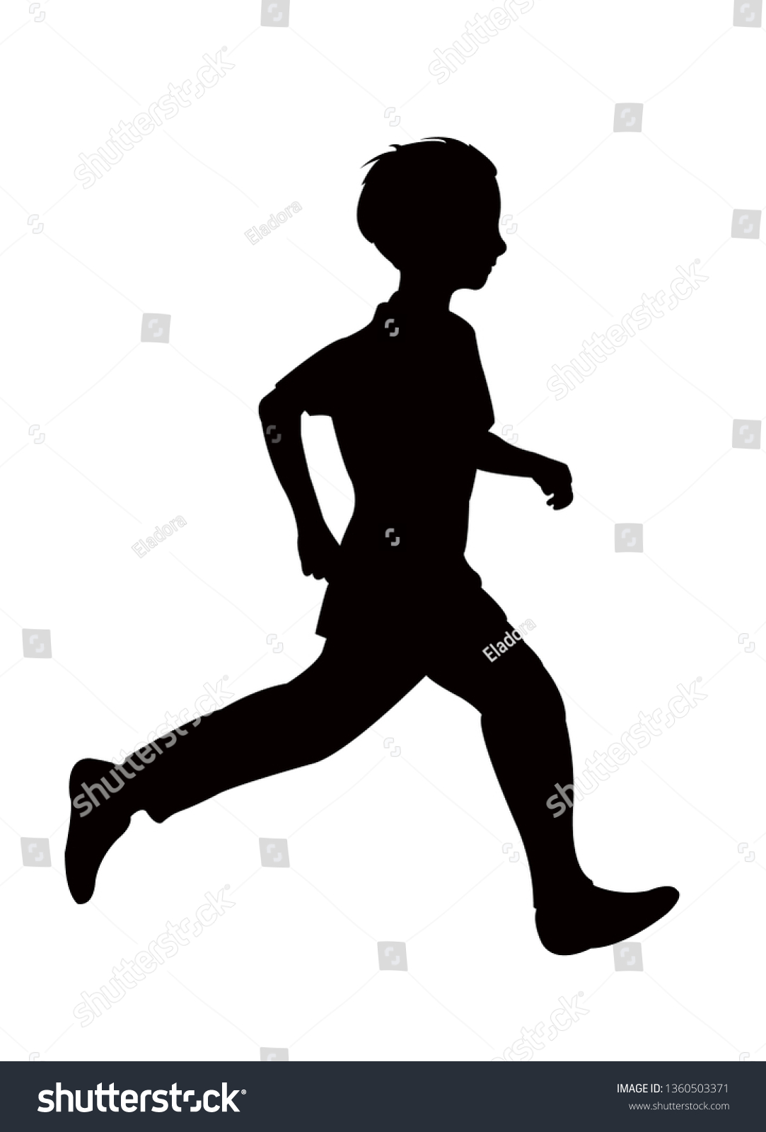 Boy Running Silhouette Vector Stock Vector (Royalty Free) 1360503371 ...