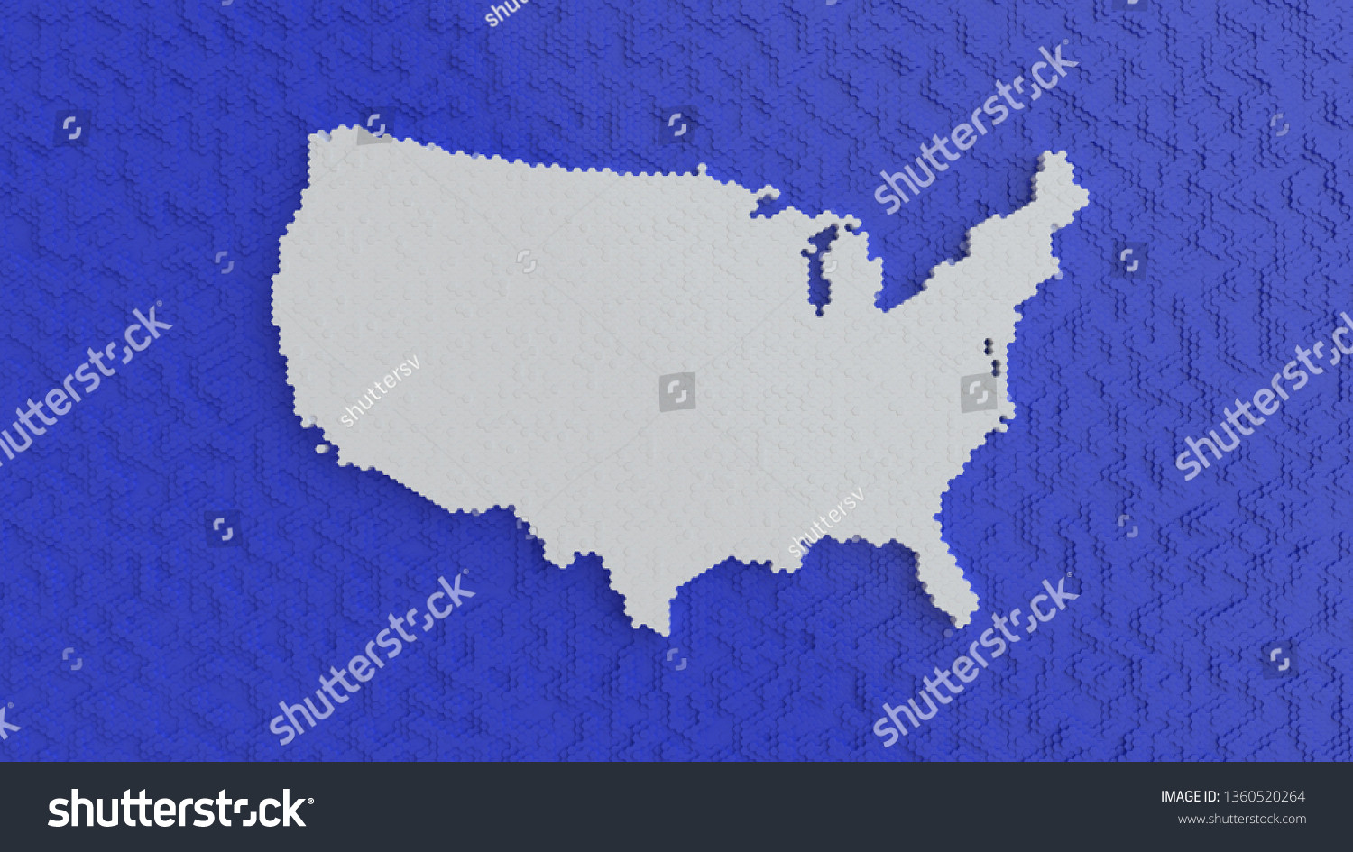 Stock Photo  D United States Map Hexagonal Abstract Background Digital Economy 1360520264 