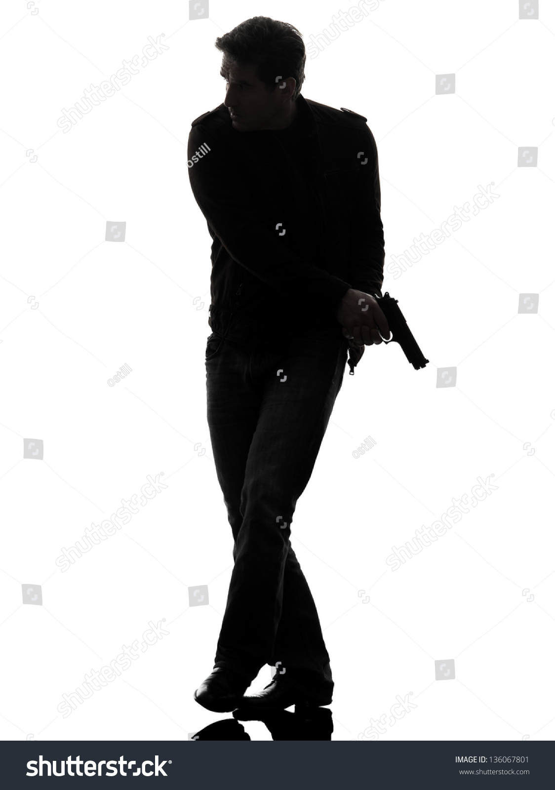 One Man Killer Policeman Holding Gun Stock Photo 136067801 | Shutterstock