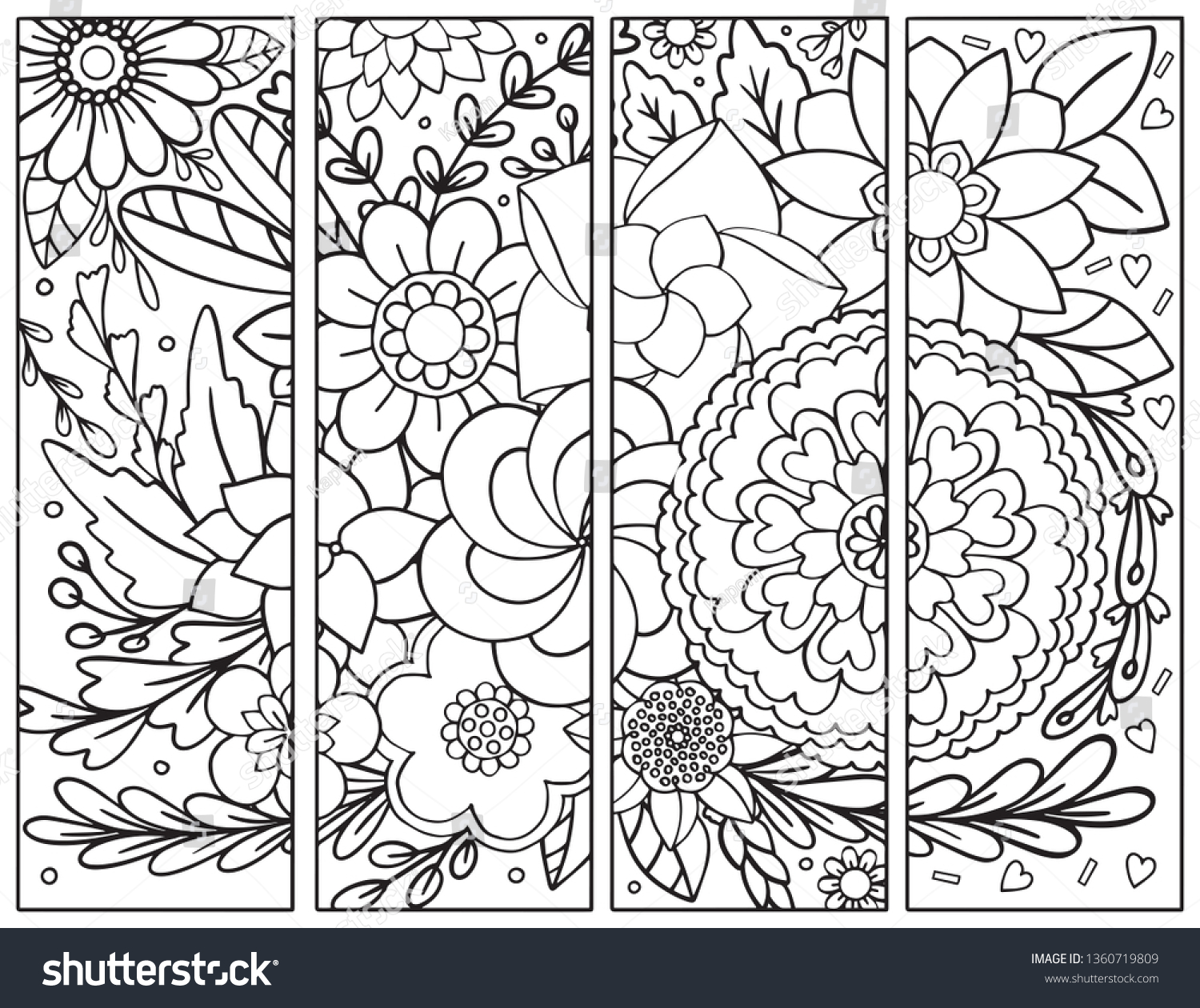 Set Bookmarks Floral Pattern Doodles Design Stock Vector (Royalty Free ...