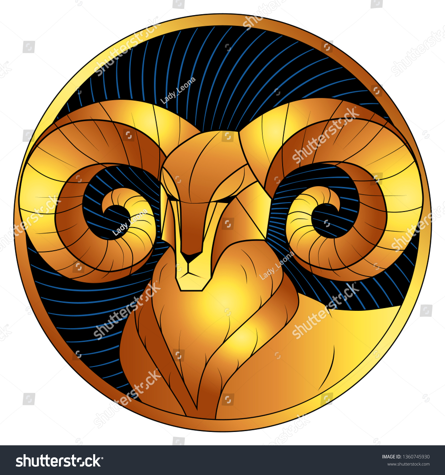 Aries Golden Zodiac Sign Astrological Icon Stock Vector (Royalty Free ...