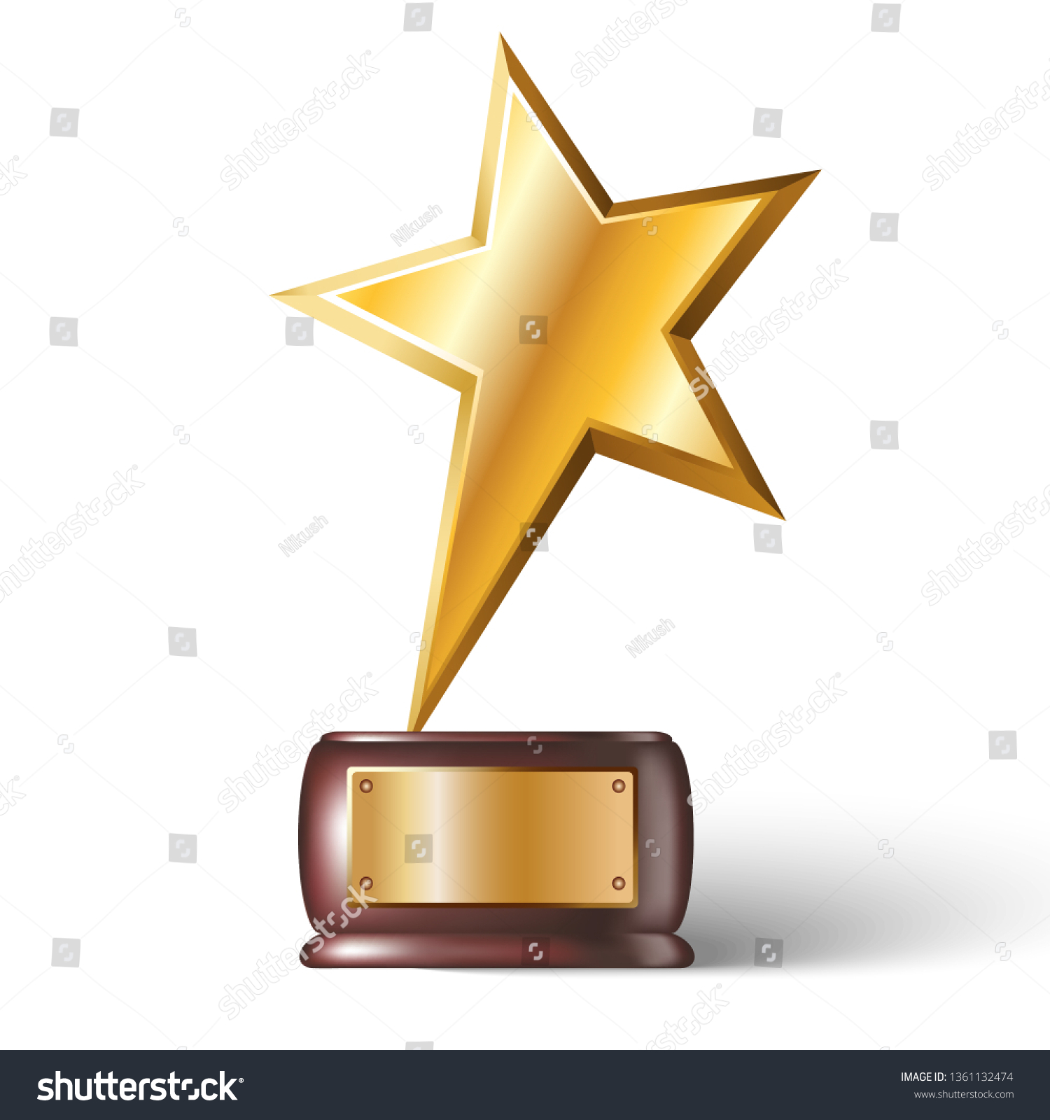 3d Realistic Vector Star Trophy Stock Vector (Royalty Free) 1361132474 ...