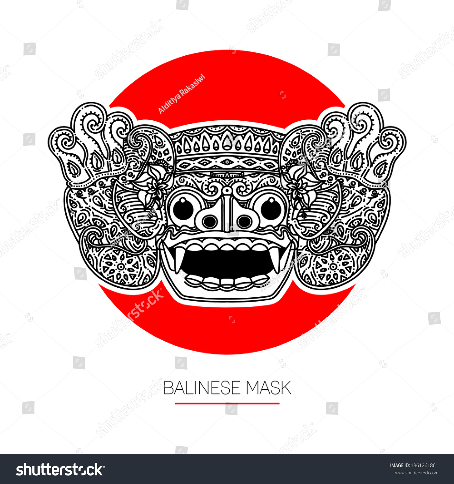 Balinese Traditional Mask Illustration Clip Art Stock Vector (Royalty ...