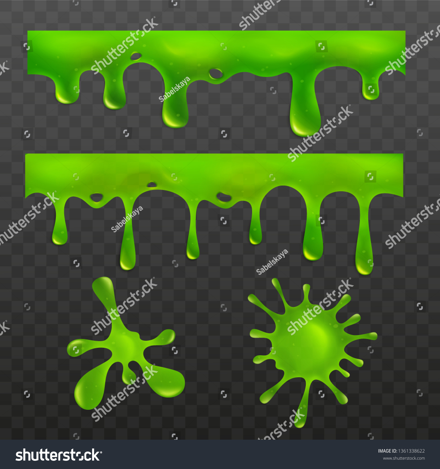 Green Dripping Slime Drops Blob Shapes Stock Vector (Royalty Free