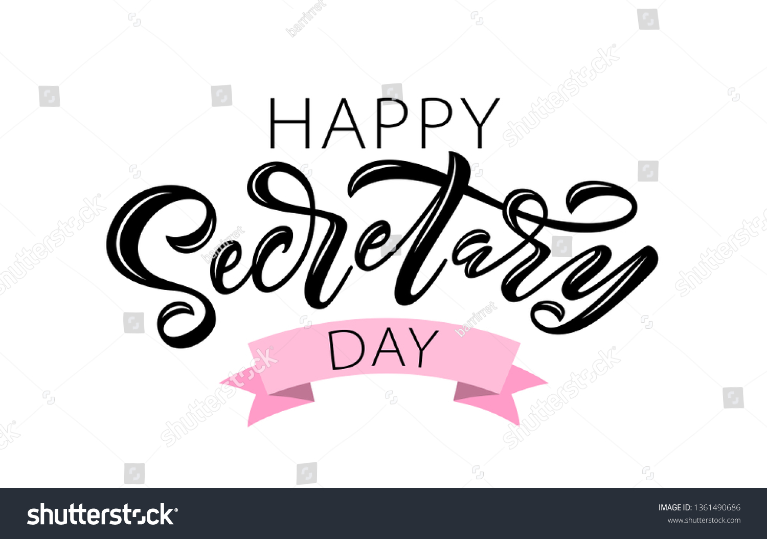 Happy Secretary Day Hand Lettering Vector Stock Vector (Royalty Free