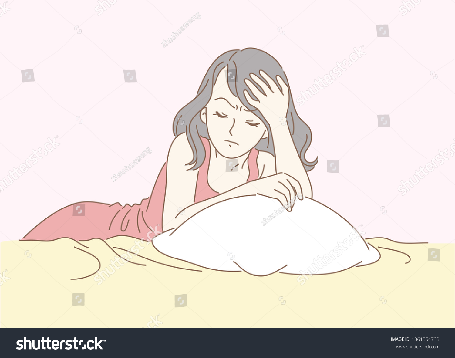 Woman Insomnia Unable Fall Asleep Irritated Stock Vector Royalty Free 1361554733 Shutterstock 1387