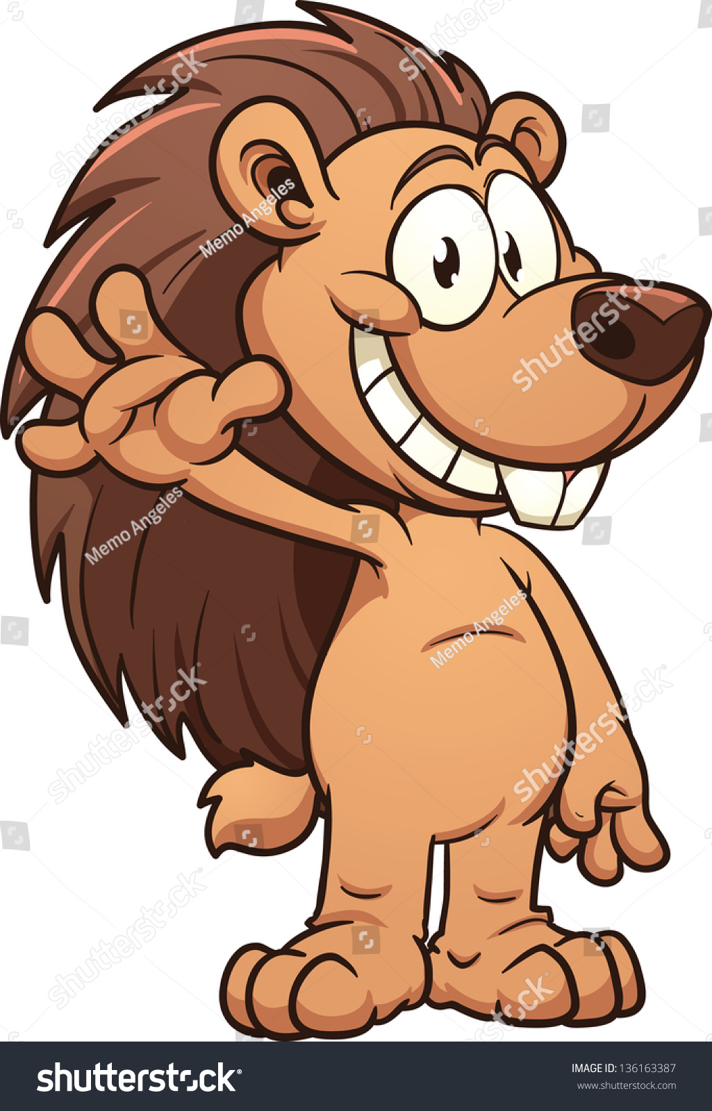 Cute Cartoon Porcupine Vector Clip Art Vetor Stock Livre De Direitos 136163387 Shutterstock 