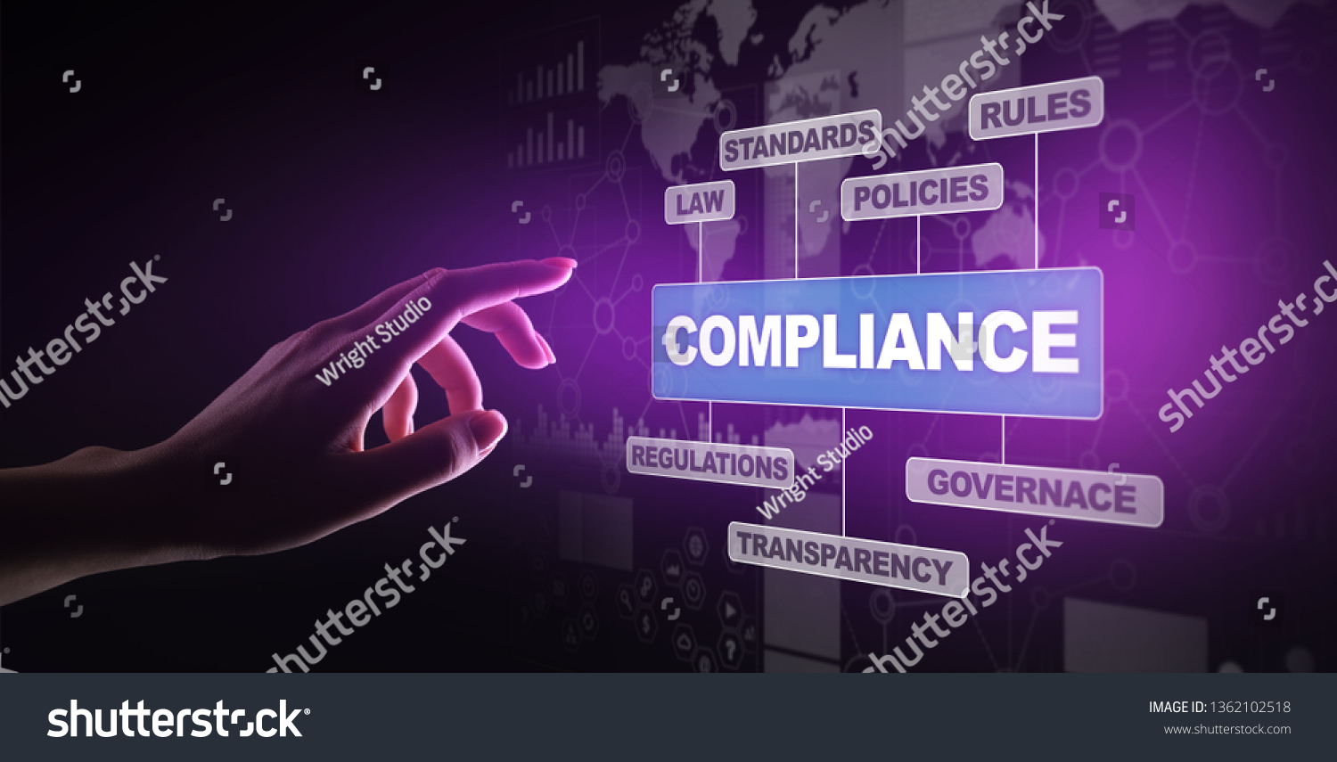 Compliance Concept Icons Text Regulations Law Stock Photo 1362102518 ...