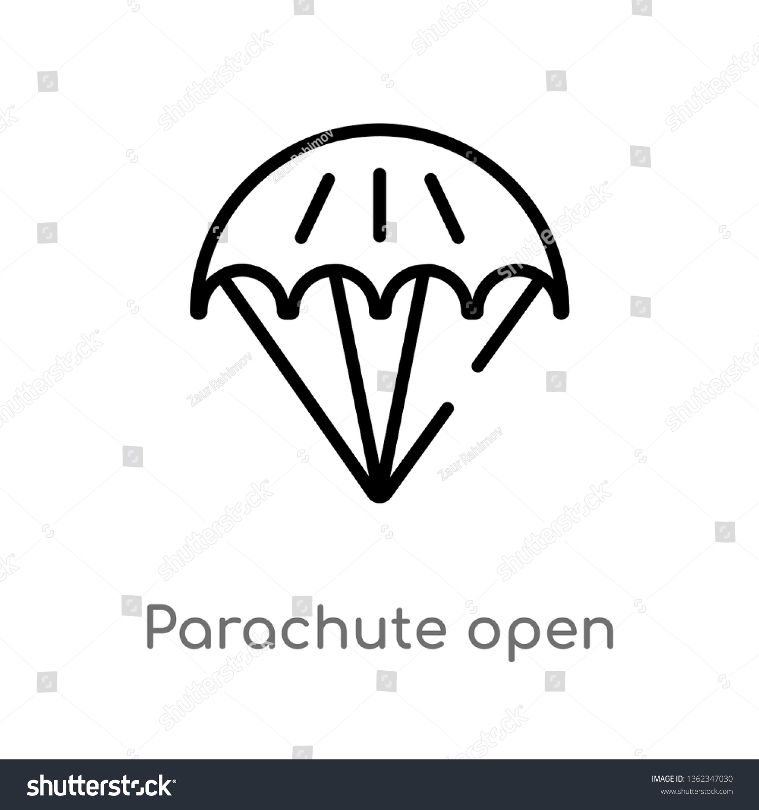 Outline Parachute Open Vector Icon Isolated Stock Vector Royalty Free