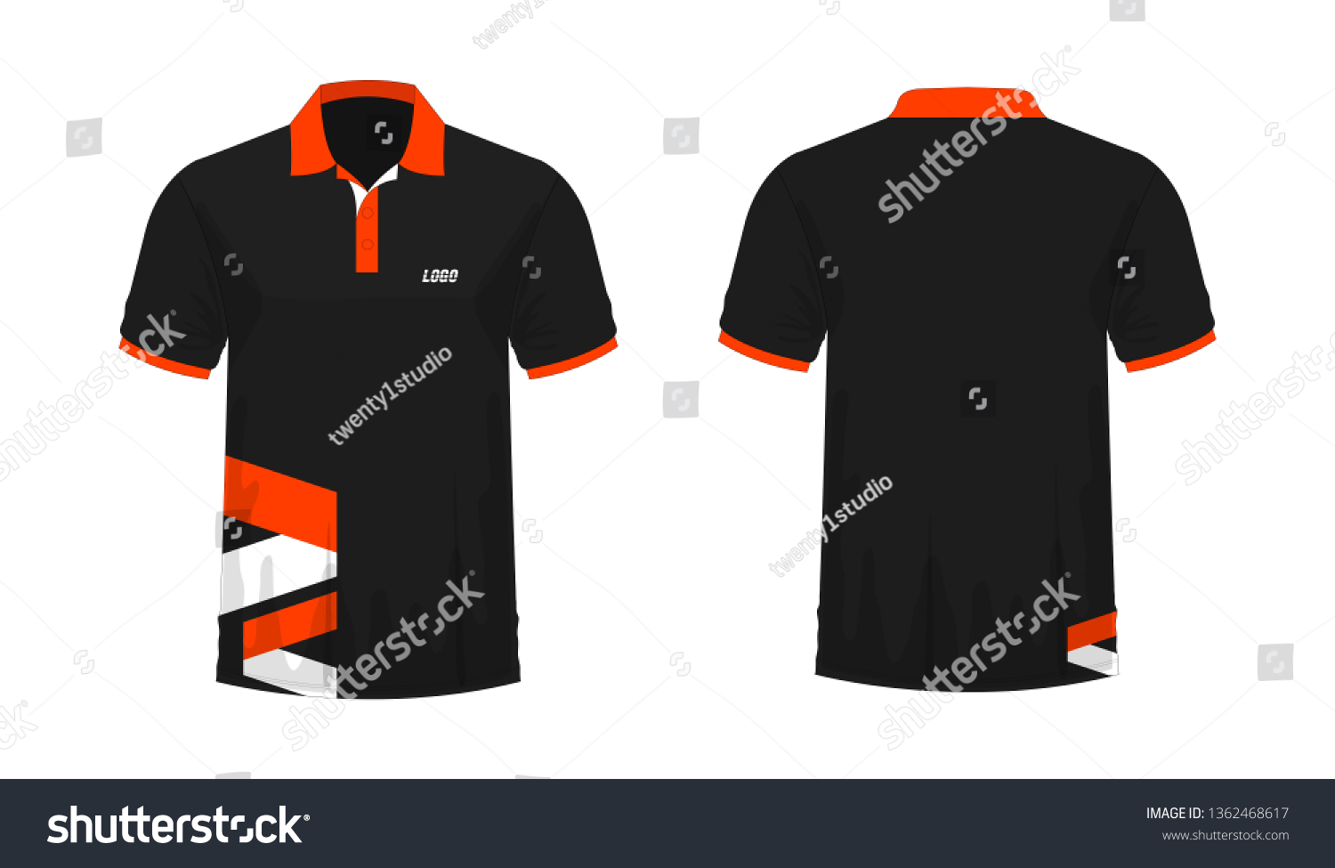 Tshirt Polo Orange Black Template Design Stock Vector (Royalty Free ...