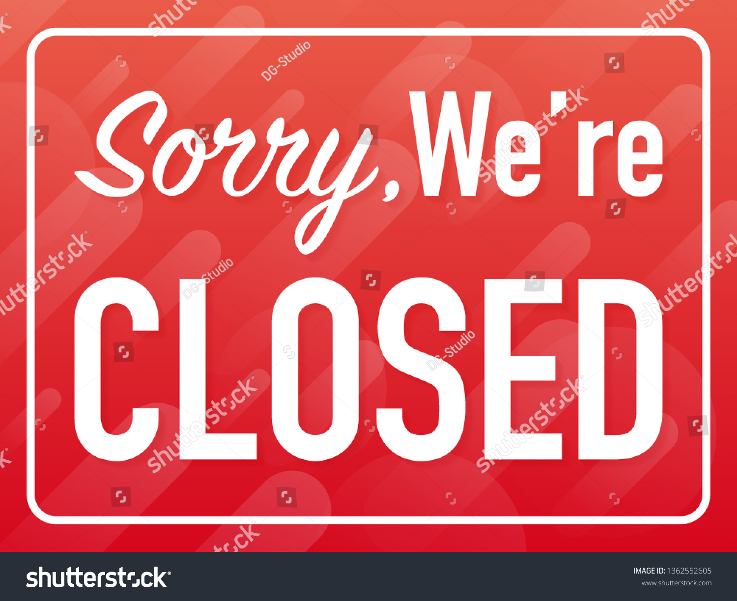 Sorry Were Closed Hanging Sign On Stock Vector (Royalty Free ...