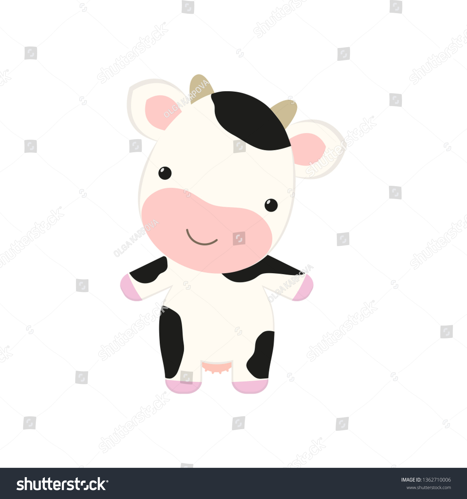 Sweet Culf Cute Little Cow Kawaii Stock Vector (Royalty Free ...