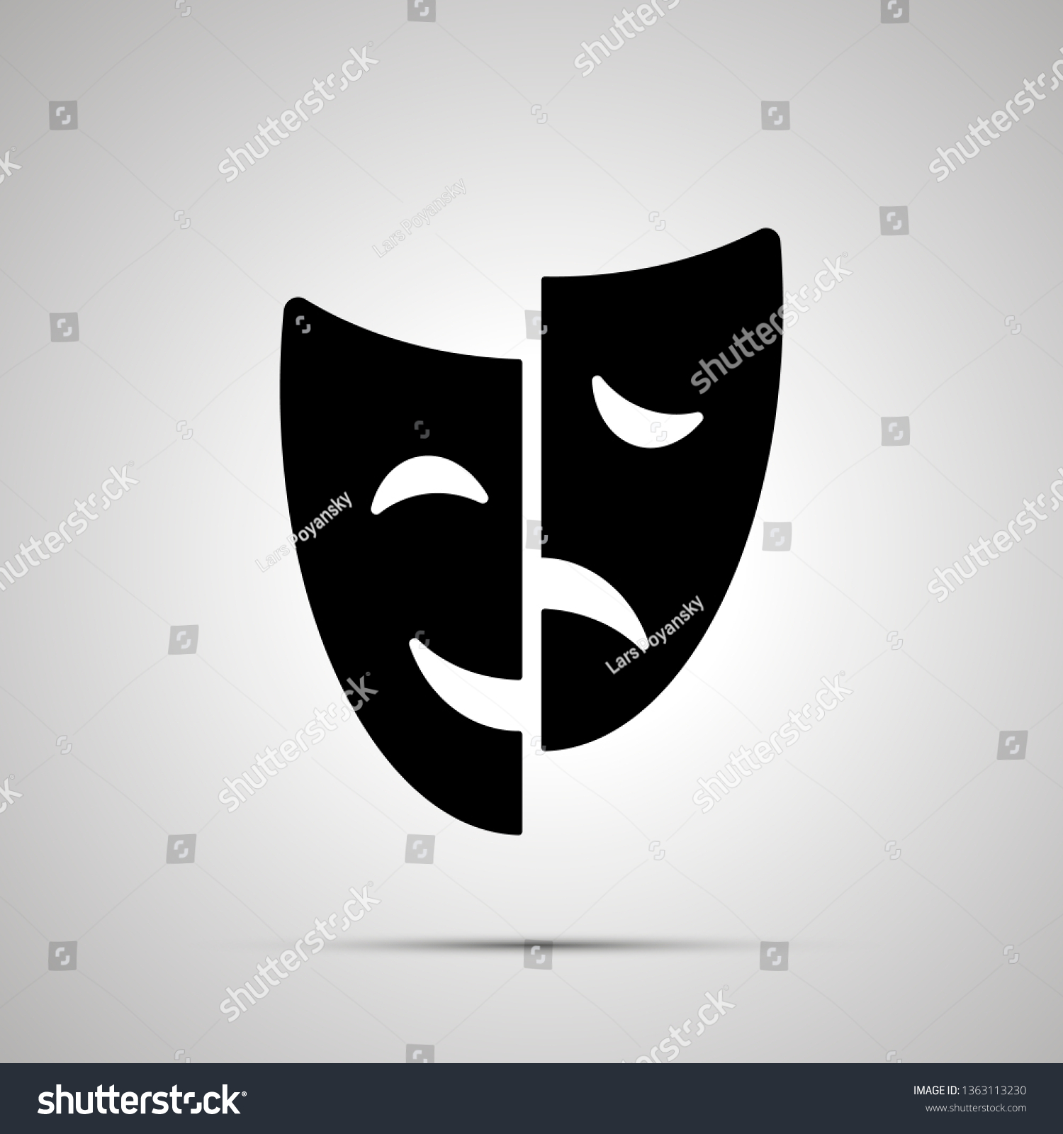 Happy Sad Drama Mask Silhouette Simple Stock Vector (Royalty Free ...